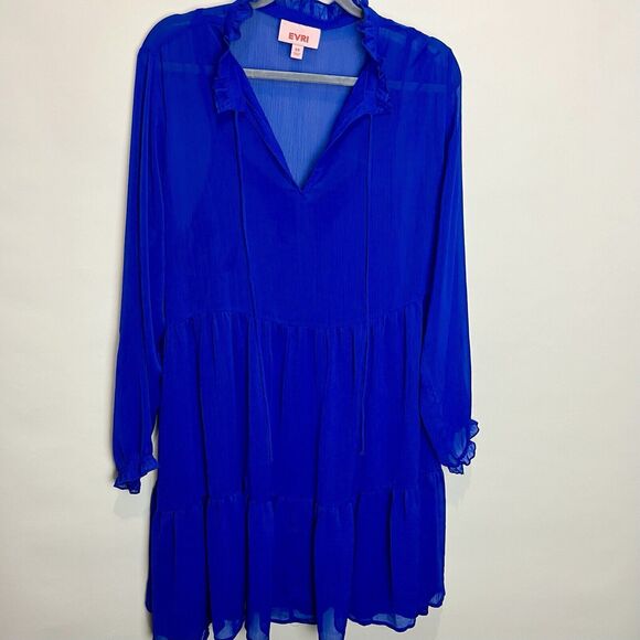 EVRI Royal Blue Long Sleeve Dress - Picture 1 of 9